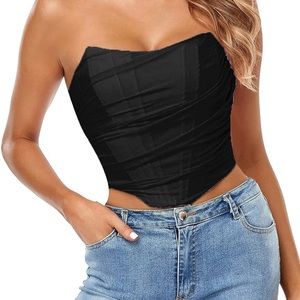 Sexy Strapless Boned Mesh Open Back
Bustier Zip Up Corset Bodyshaper NWT! XL